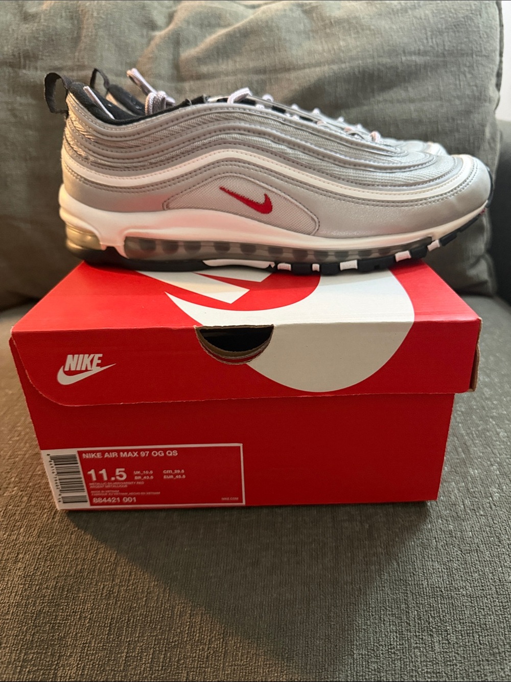 NIKE - Men’s Sz 11.5 Air Max 97 OG QS (2016) Silver Bullet